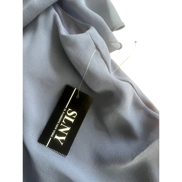 S.L. Fashions Womens Periwinkle Short Sleeve Tiered Chiffon Cocktail Dress Sz 6 - Picture 6 of 14